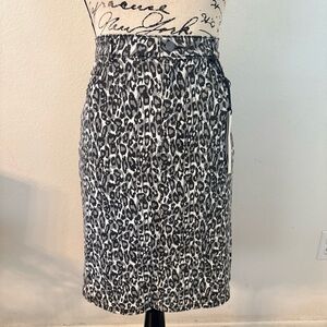 d. jeans Black and White Leopard Print Pencil Skirt Size 12